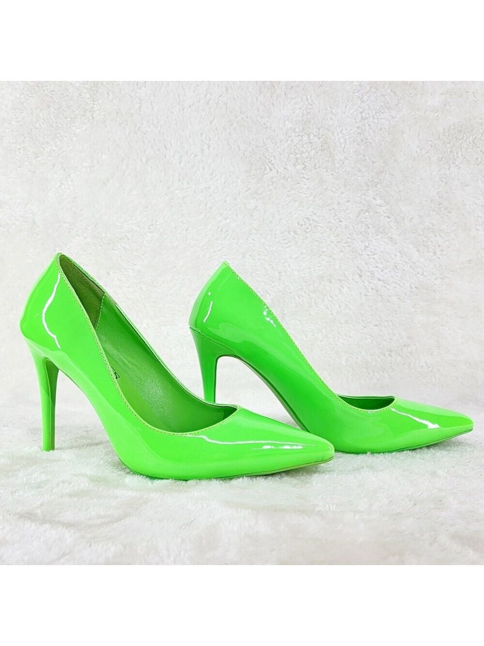 NIB Fabio Neon Green Patent 4" High Heel Shoes Pointy Toe Pump US Ladies 7-13 - Picture 5 of 9